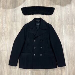 ALLSAINTS Gregory Peacoat, Black, Men's Size 38, RRP $390